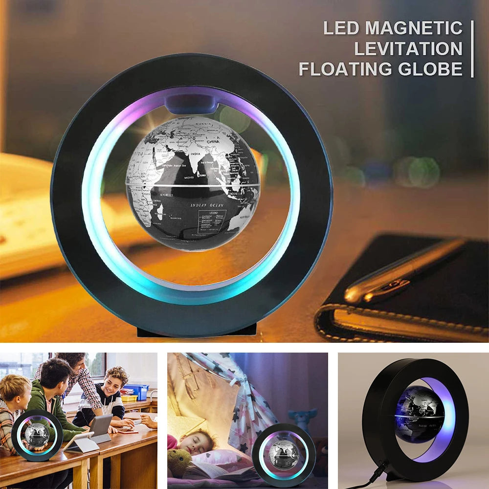 World Map Magnetic Levitation Globe LED Rotating Earth Floating Levitating Lamp O/C Shape Bedside Lights Novelty Birthday Gift