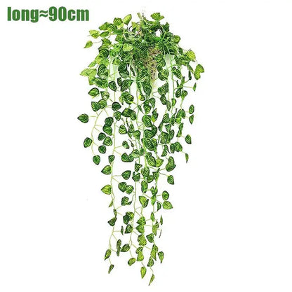 Artificial Plant Creeper Green Wall Hanging Vine Home Garden Decoration Rattan Wedding Party DIY Fake Wreath Leaves Ivy