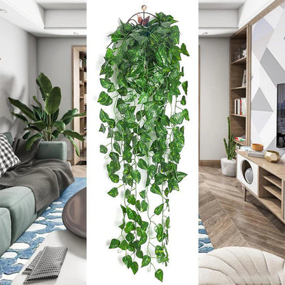 Artificial Plant Creeper Green Wall Hanging Vine Home Garden Decoration Rattan Wedding Party DIY Fake Wreath Leaves Ivy