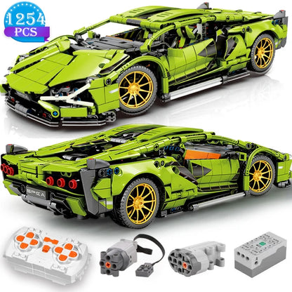 Technical Building Blocks Racing Car Static Model or Remote Control Electric RC Car Version Optional Construction Toys for Boys